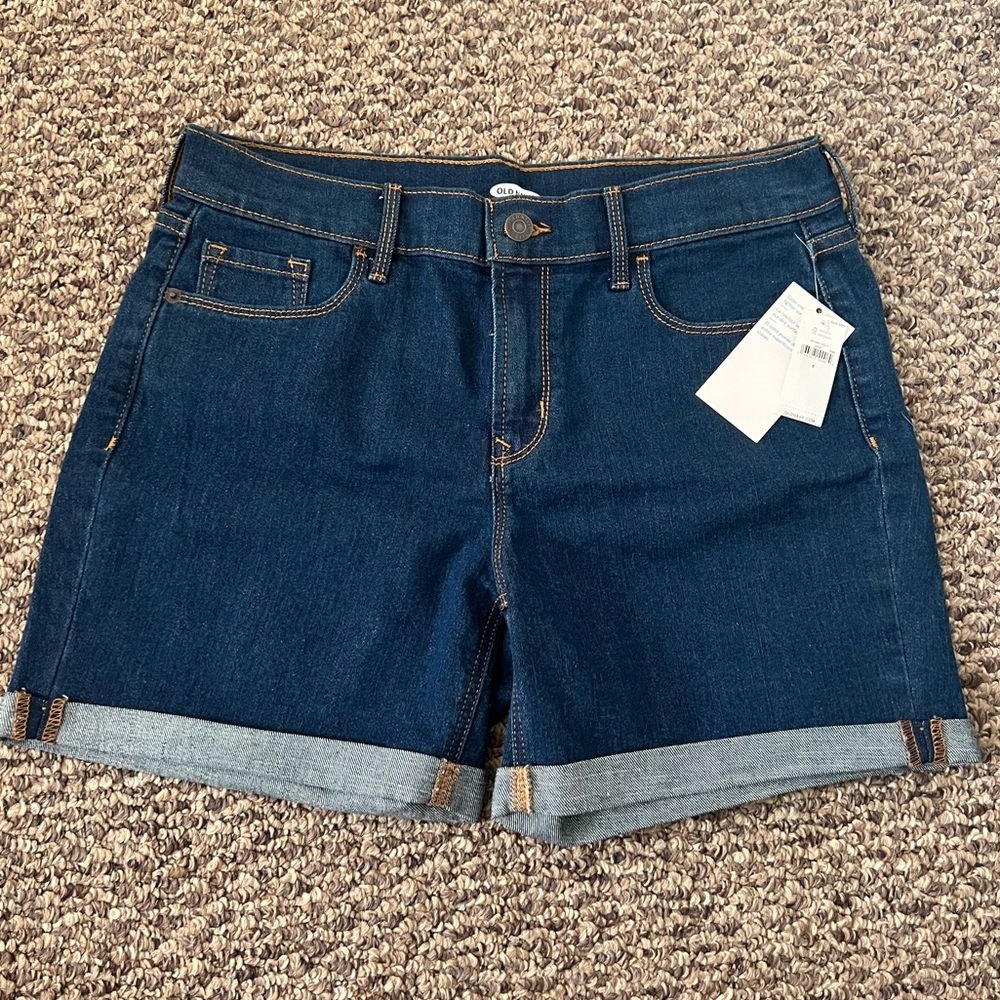 NWT Dark Blue Old Navy Cuffed Denim Shorts - Size 6